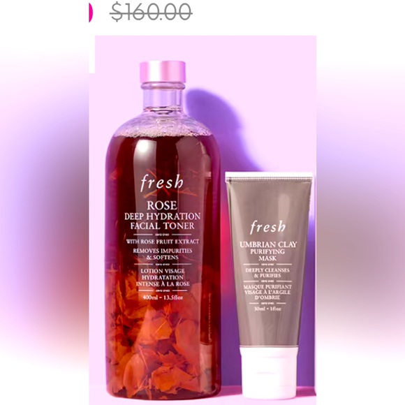 Fresh Rose Face Toner (JUMBO)400ml & Umbrian Clay Pore-Purifying Face Mask. New - Picture 1 of 11